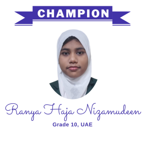 Champion June 2025 - Ranya Haja Nizamudeen